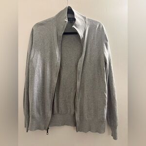 Men’s Brooks Brothers Gray Full Zip Cotton Sweater Medium M